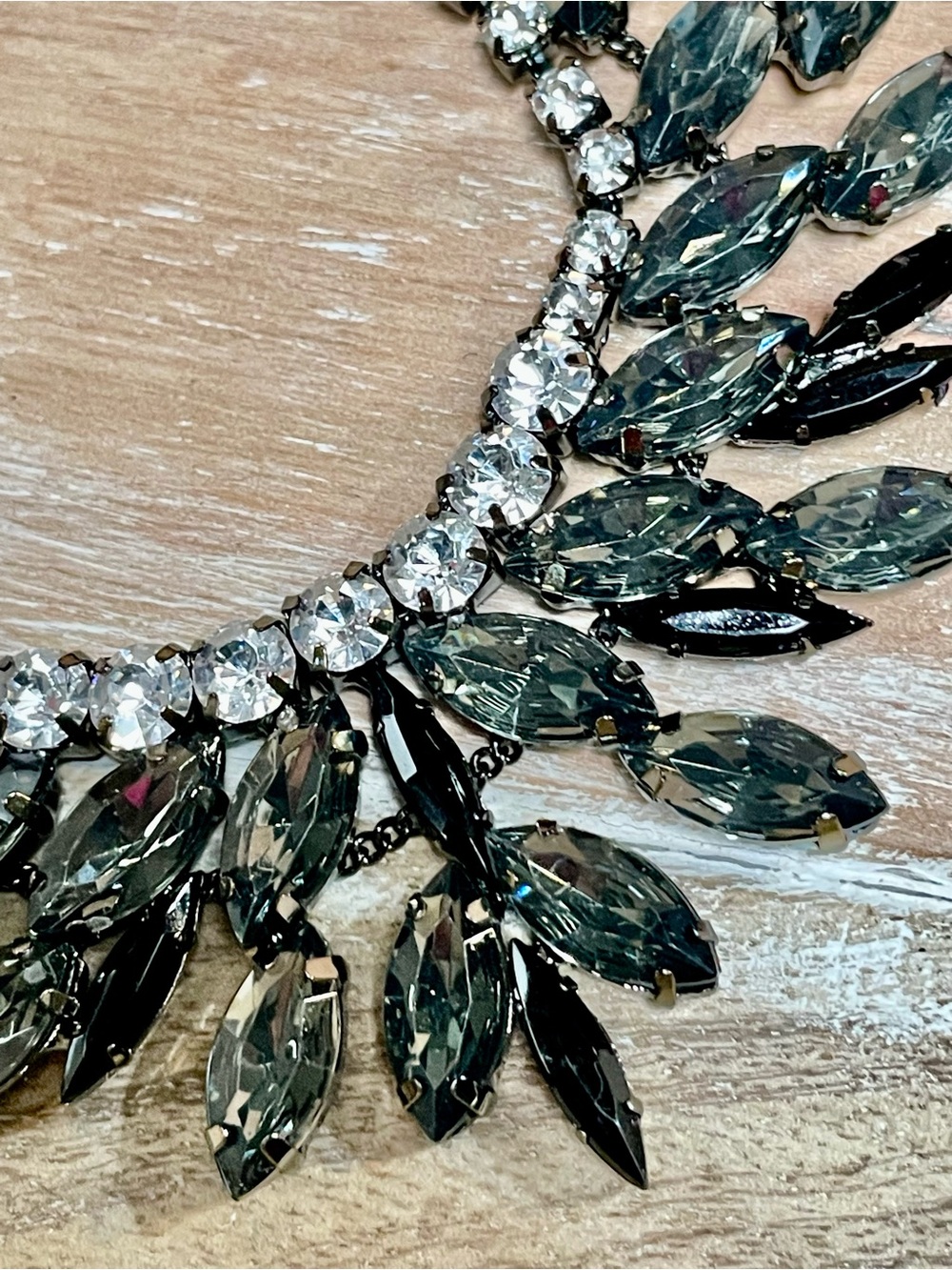 Deep Charcoal Gray Crystal Statement Necklace - On-Trend Women Jewelry - Picture 2 of 6
